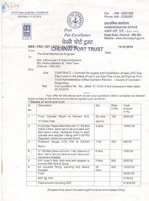 VEL MURUGA LPG3 Gas Piping Contractors in Chennai