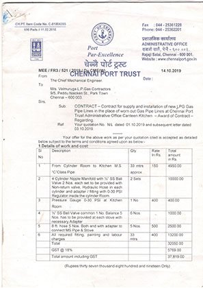 VEL MURUGA LPG3 Gas Piping Contractors in Chennai